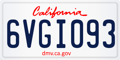 CA license plate 6VGI093
