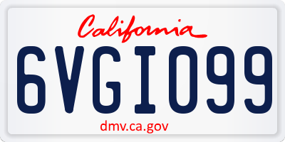 CA license plate 6VGI099