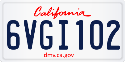 CA license plate 6VGI102