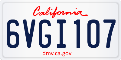 CA license plate 6VGI107