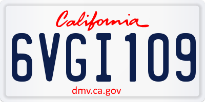 CA license plate 6VGI109