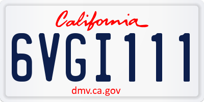 CA license plate 6VGI111
