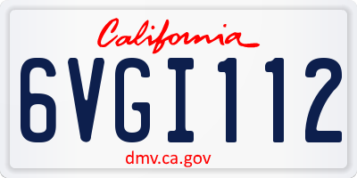 CA license plate 6VGI112