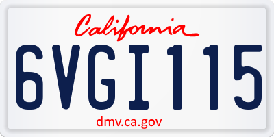 CA license plate 6VGI115