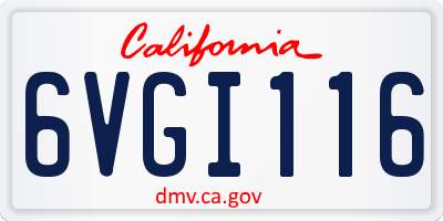 CA license plate 6VGI116