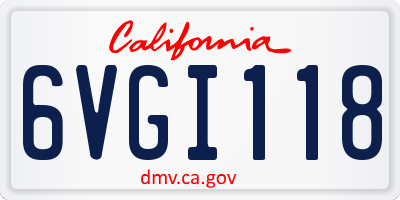CA license plate 6VGI118