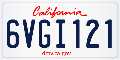 CA license plate 6VGI121