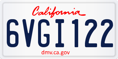 CA license plate 6VGI122