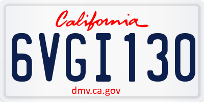 CA license plate 6VGI130
