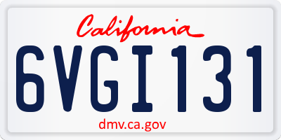 CA license plate 6VGI131