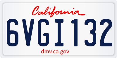 CA license plate 6VGI132