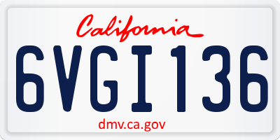 CA license plate 6VGI136