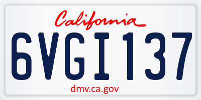 CA license plate 6VGI137