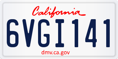 CA license plate 6VGI141