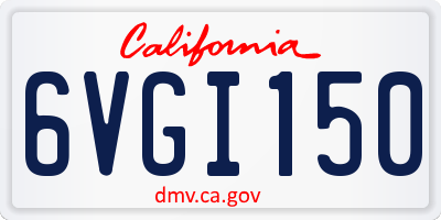 CA license plate 6VGI150