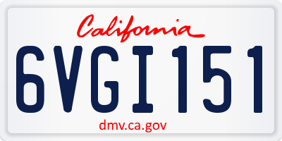 CA license plate 6VGI151