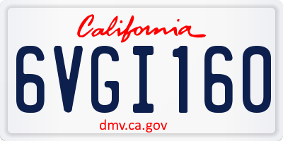 CA license plate 6VGI160