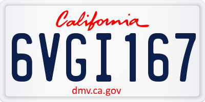 CA license plate 6VGI167