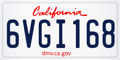 CA license plate 6VGI168