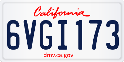 CA license plate 6VGI173