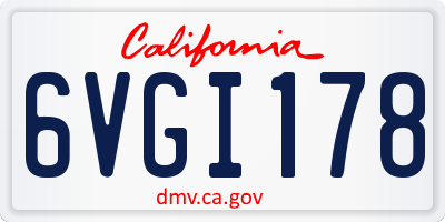 CA license plate 6VGI178