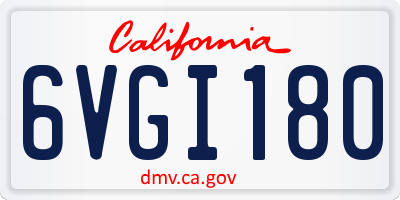 CA license plate 6VGI180
