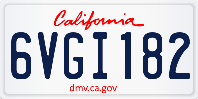 CA license plate 6VGI182
