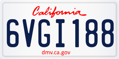 CA license plate 6VGI188