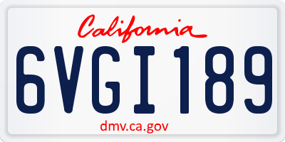 CA license plate 6VGI189