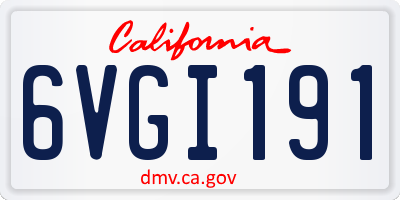 CA license plate 6VGI191
