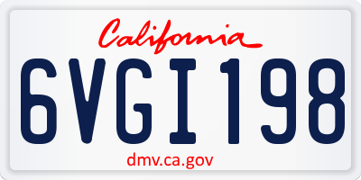 CA license plate 6VGI198