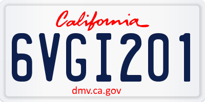CA license plate 6VGI201