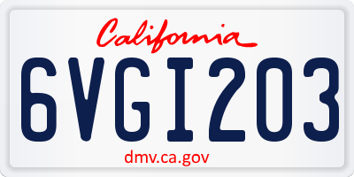 CA license plate 6VGI203