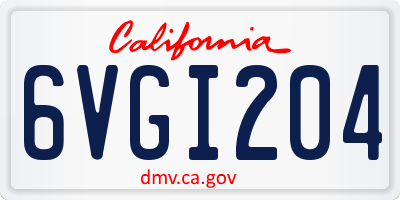 CA license plate 6VGI204