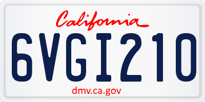 CA license plate 6VGI210
