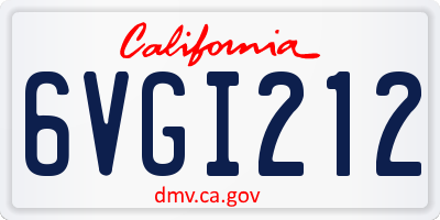 CA license plate 6VGI212