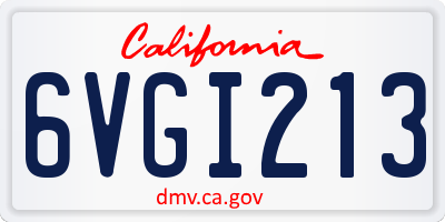 CA license plate 6VGI213
