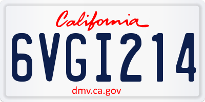 CA license plate 6VGI214