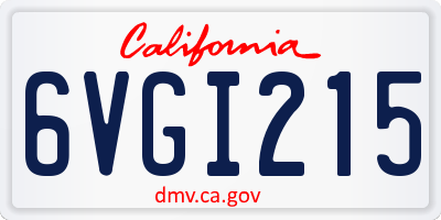 CA license plate 6VGI215