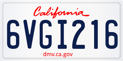 CA license plate 6VGI216