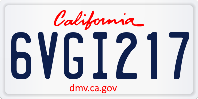 CA license plate 6VGI217