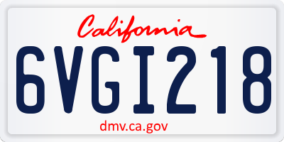 CA license plate 6VGI218