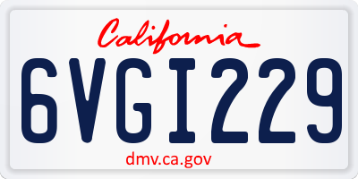 CA license plate 6VGI229