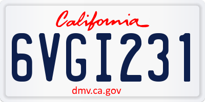CA license plate 6VGI231