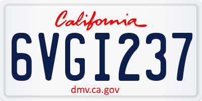 CA license plate 6VGI237