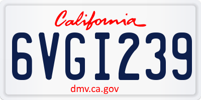 CA license plate 6VGI239