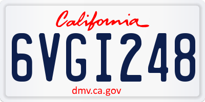 CA license plate 6VGI248