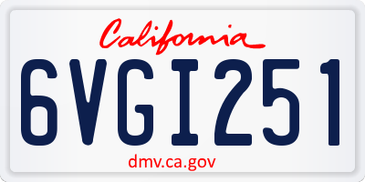 CA license plate 6VGI251
