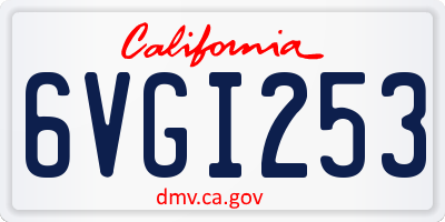CA license plate 6VGI253