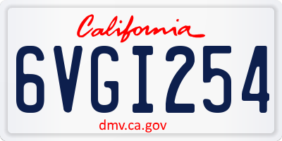 CA license plate 6VGI254